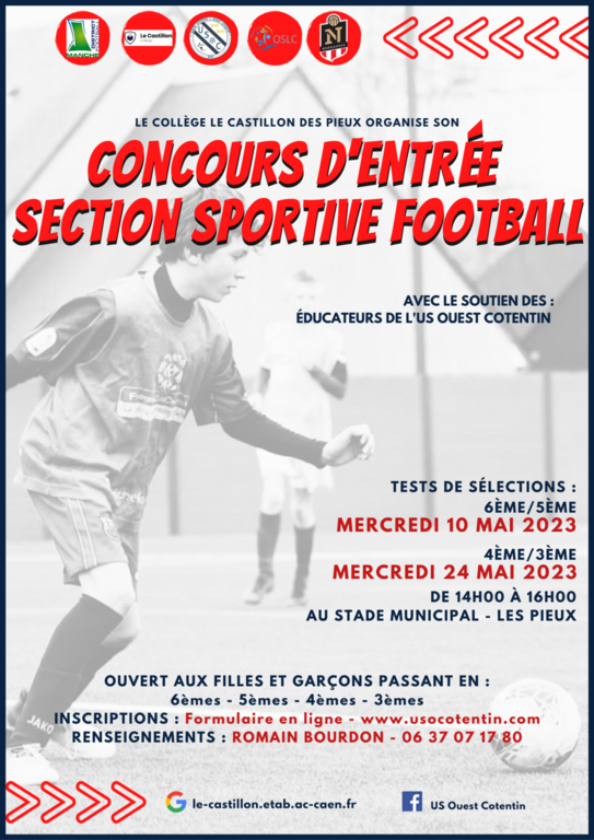 Ouverture des inscriptions - Concours d'entrée en Section Sportive Scolaire du Collège Le Castillon